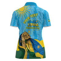 Personalized Rwanda Independence Day Women Polo Shirt Coat Of Arms Imigongo Pattern