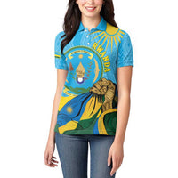 Personalized Rwanda Independence Day Women Polo Shirt Coat Of Arms Imigongo Pattern