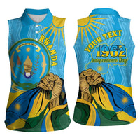 Personalized Rwanda Independence Day Women Sleeveless Polo Shirt Coat Of Arms Imigongo Pattern