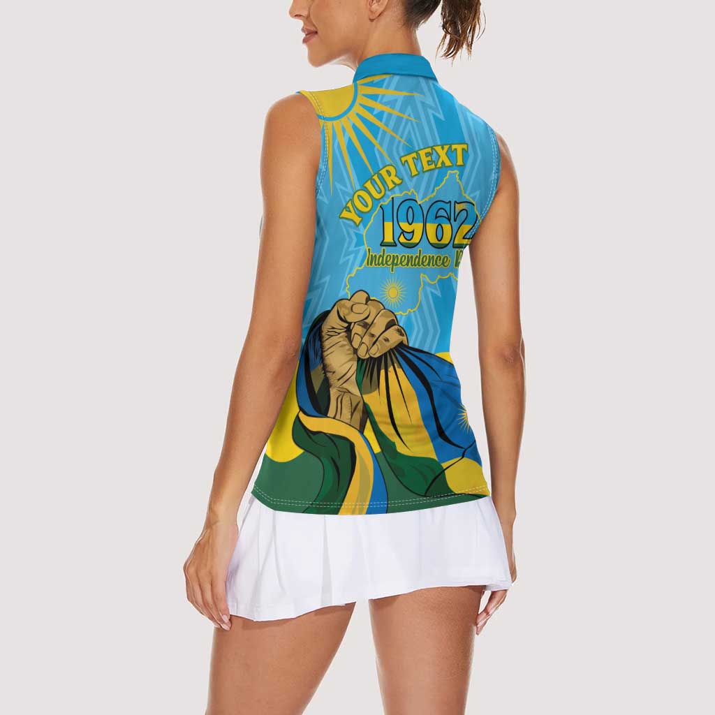 Personalized Rwanda Independence Day Women Sleeveless Polo Shirt Coat Of Arms Imigongo Pattern