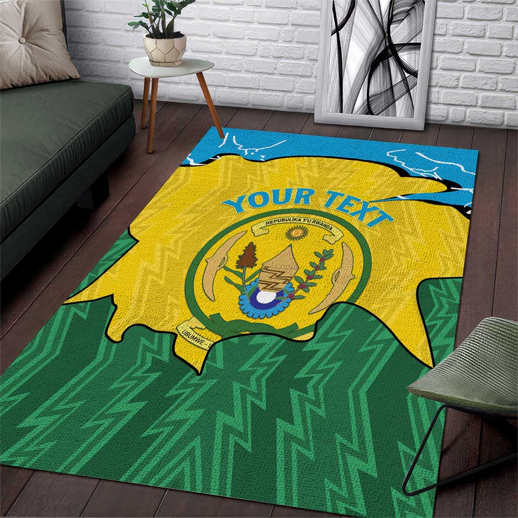 Personalized Rwanda Area Rug Coat Of Arms Imigongo Pattern - Sporty Style