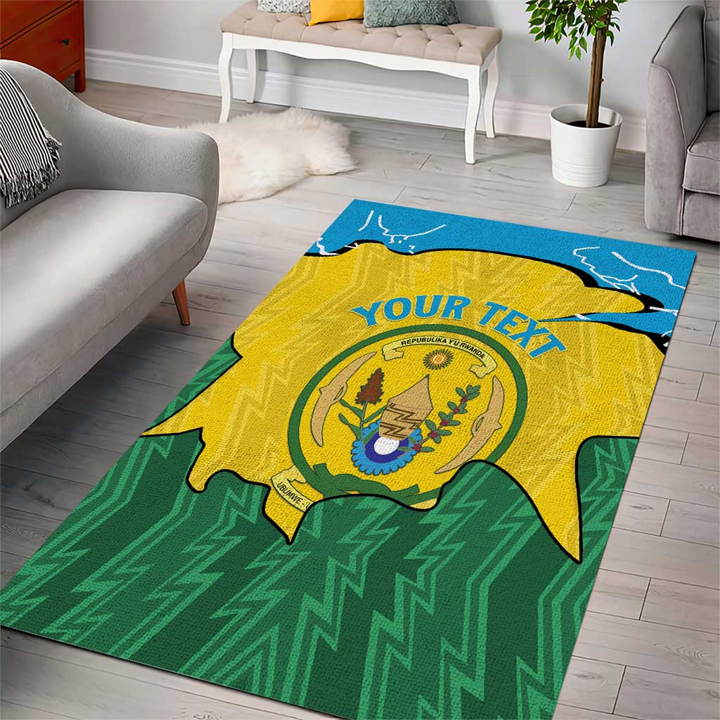 Personalized Rwanda Area Rug Coat Of Arms Imigongo Pattern - Sporty Style