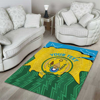 Personalized Rwanda Area Rug Coat Of Arms Imigongo Pattern - Sporty Style