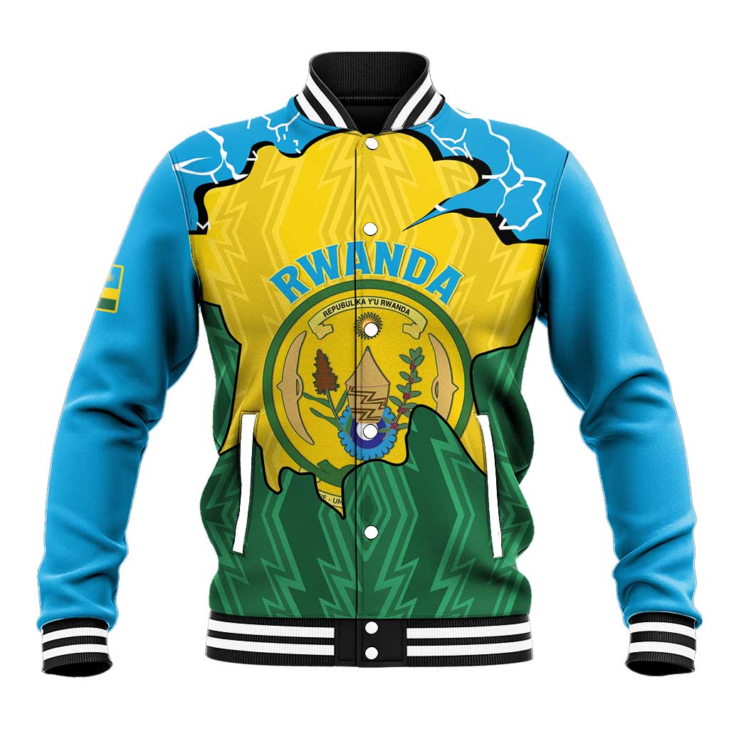 Personalized Rwanda Baseball Jacket Coat Of Arms Imigongo Pattern - Sporty Style