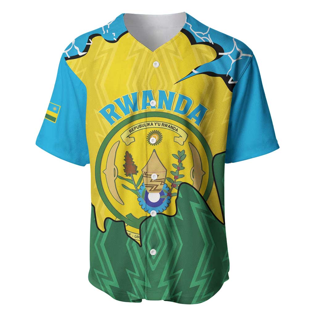Personalized Rwanda Baseball Jersey Coat Of Arms Imigongo Pattern - Sporty Style