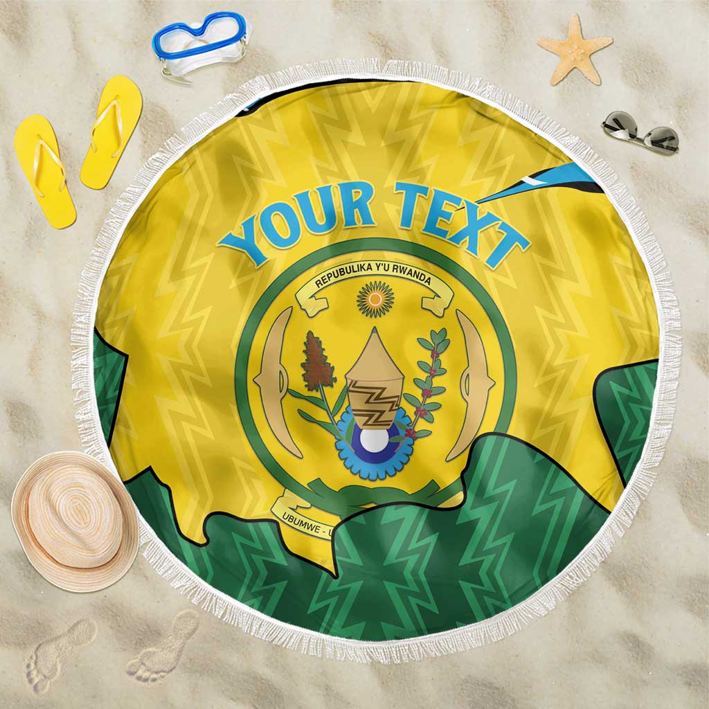 Personalized Rwanda Beach Blanket Coat Of Arms Imigongo Pattern - Sporty Style