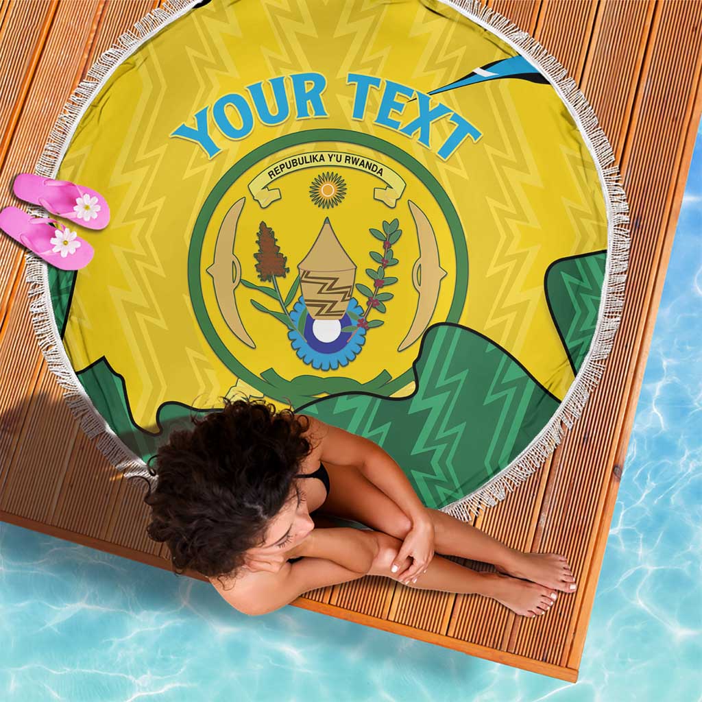 Personalized Rwanda Beach Blanket Coat Of Arms Imigongo Pattern - Sporty Style