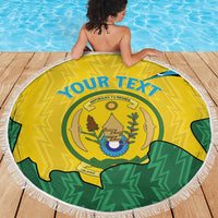 Personalized Rwanda Beach Blanket Coat Of Arms Imigongo Pattern - Sporty Style