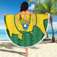 Personalized Rwanda Beach Blanket Coat Of Arms Imigongo Pattern - Sporty Style