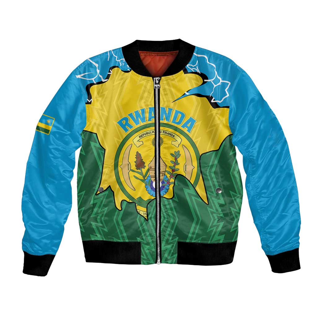 Personalized Rwanda Bomber Jacket Coat Of Arms Imigongo Pattern - Sporty Style