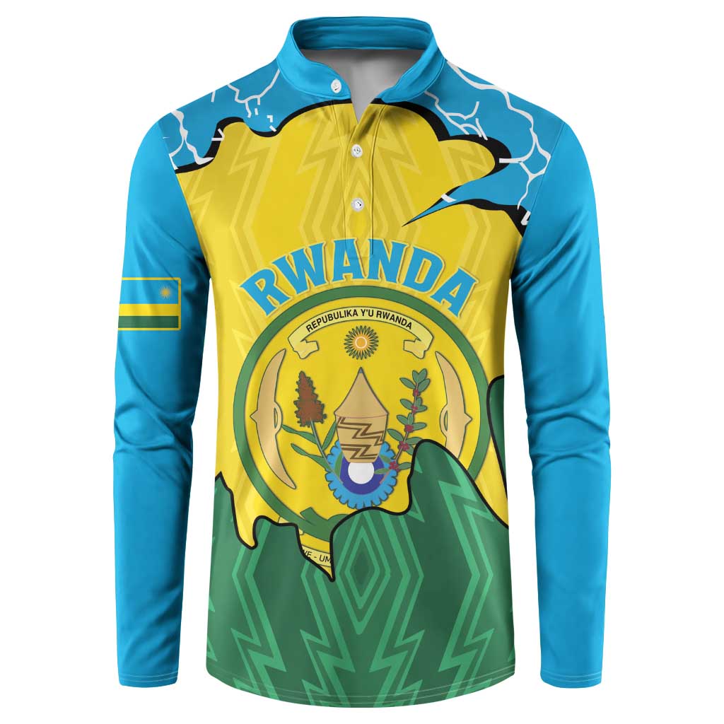 Personalized Rwanda Button Sweatshirt Coat Of Arms Imigongo Pattern - Sporty Style