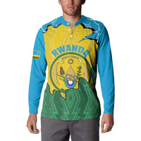 Personalized Rwanda Button Sweatshirt Coat Of Arms Imigongo Pattern - Sporty Style