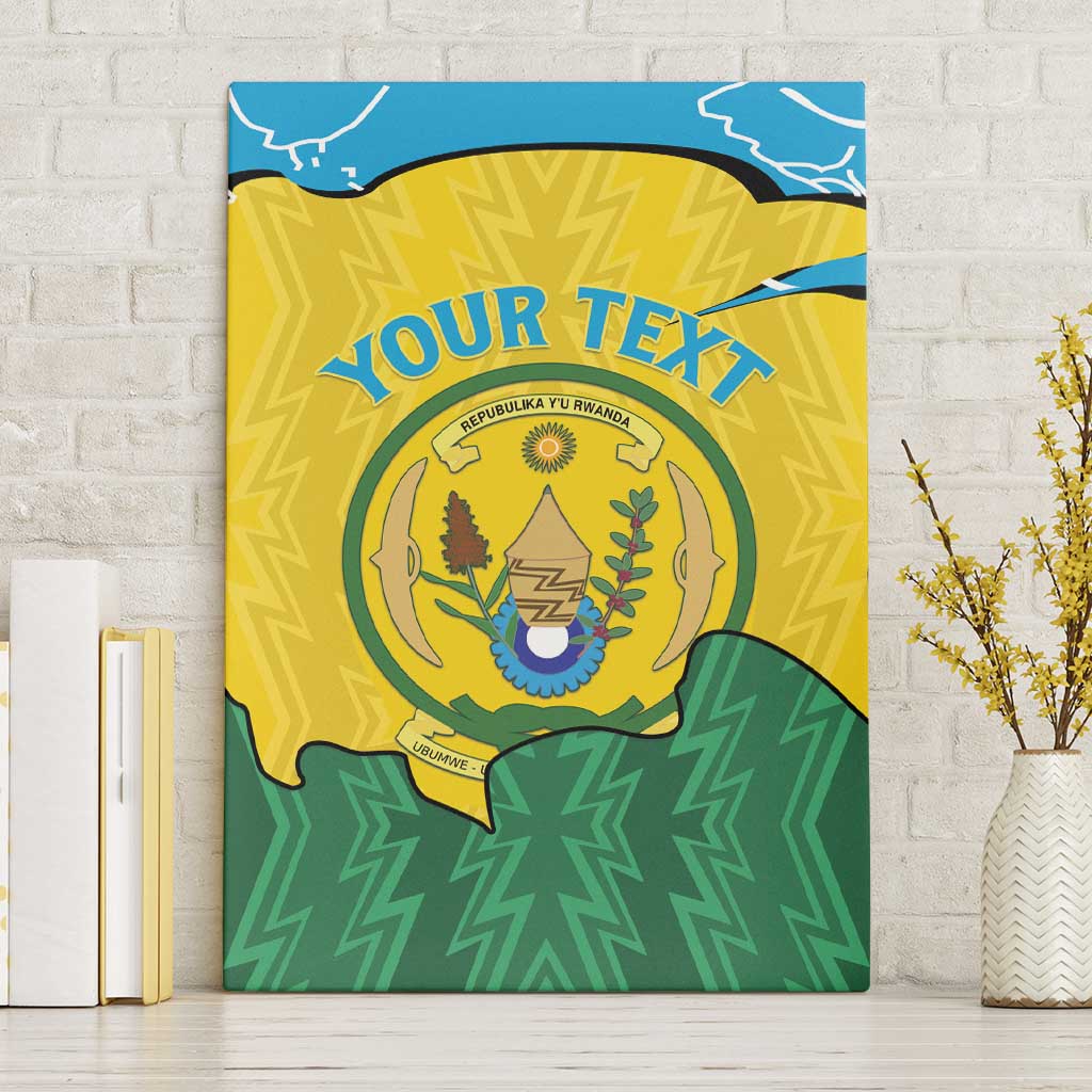 Personalized Rwanda Canvas Wall Art Coat Of Arms Imigongo Pattern - Sporty Style