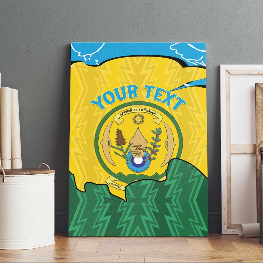 Personalized Rwanda Canvas Wall Art Coat Of Arms Imigongo Pattern - Sporty Style