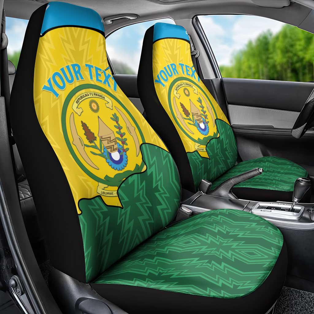 Personalized Rwanda Car Seat Cover Coat Of Arms Imigongo Pattern - Sporty Style