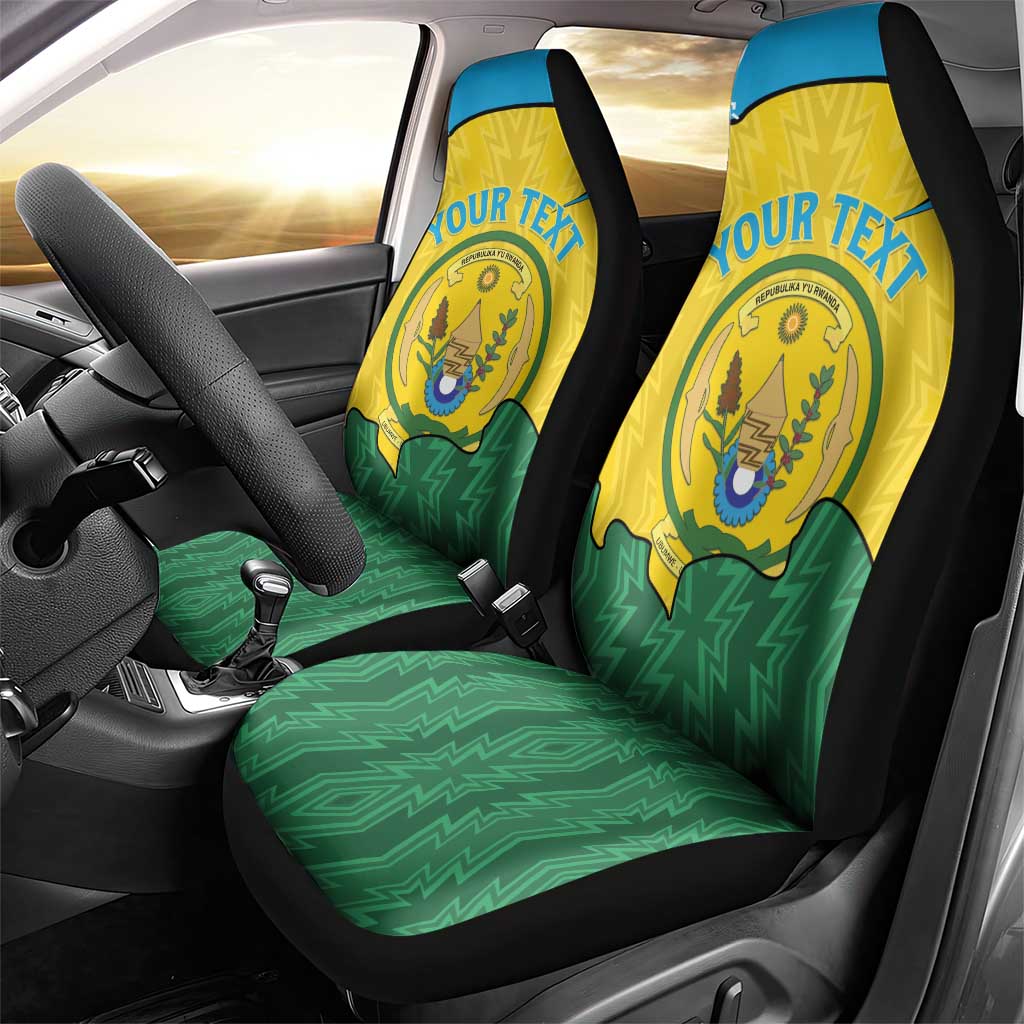 Personalized Rwanda Car Seat Cover Coat Of Arms Imigongo Pattern - Sporty Style