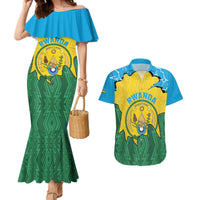 Personalized Rwanda Couples Matching Mermaid Dress and Hawaiian Shirt Coat Of Arms Imigongo Pattern - Sporty Style