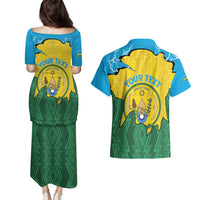 Personalized Rwanda Couples Matching Puletasi and Hawaiian Shirt Coat Of Arms Imigongo Pattern - Sporty Style