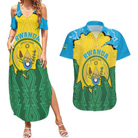 Personalized Rwanda Couples Matching Summer Maxi Dress and Hawaiian Shirt Coat Of Arms Imigongo Pattern - Sporty Style