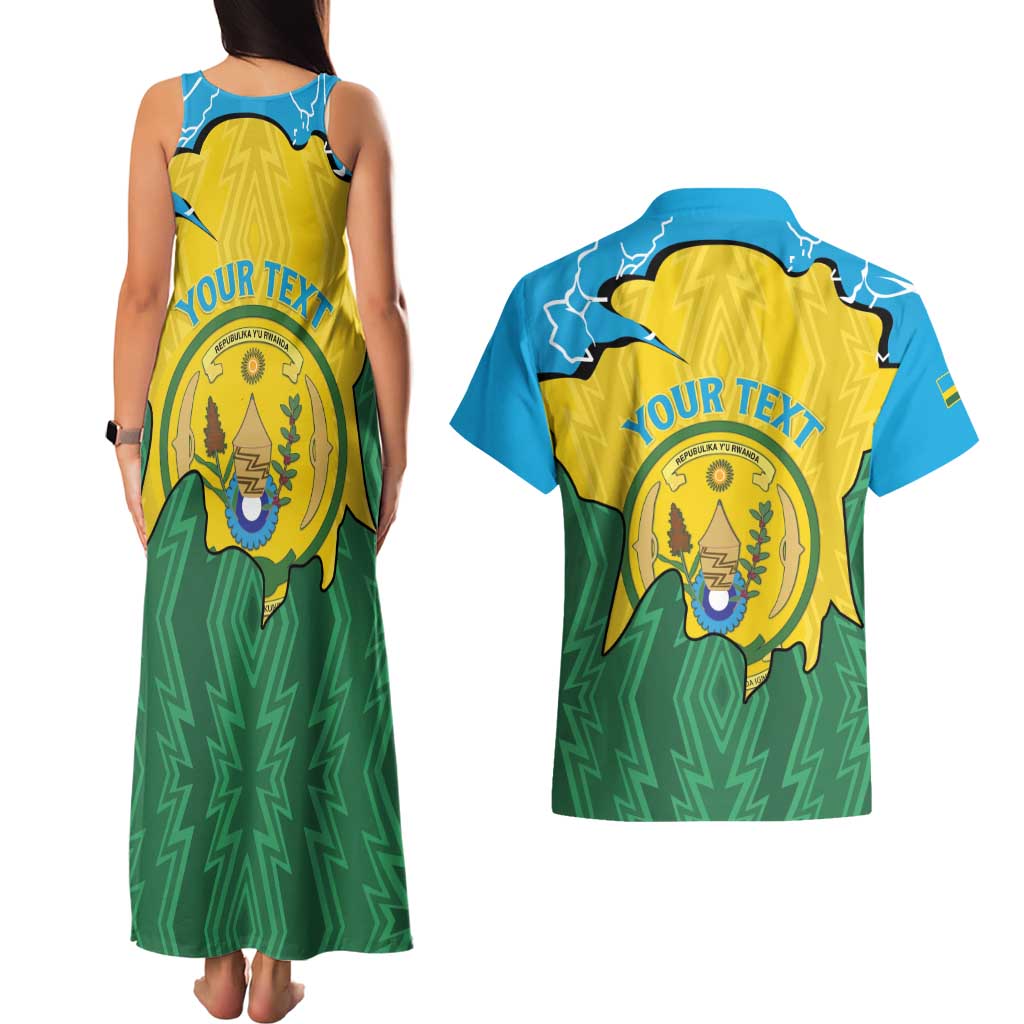 Personalized Rwanda Couples Matching Tank Maxi Dress and Hawaiian Shirt Coat Of Arms Imigongo Pattern - Sporty Style