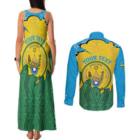 Personalized Rwanda Couples Matching Tank Maxi Dress and Long Sleeve Button Shirt Coat Of Arms Imigongo Pattern - Sporty Style