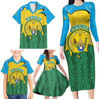 Personalized Rwanda Family Matching Long Sleeve Bodycon Dress and Hawaiian Shirt Coat Of Arms Imigongo Pattern - Sporty Style