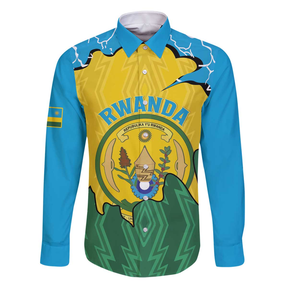 Personalized Rwanda Family Matching Off The Shoulder Long Sleeve Dress and Hawaiian Shirt Coat Of Arms Imigongo Pattern - Sporty Style