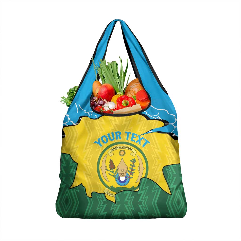 Personalized Rwanda Grocery Bag Coat Of Arms Imigongo Pattern - Sporty Style