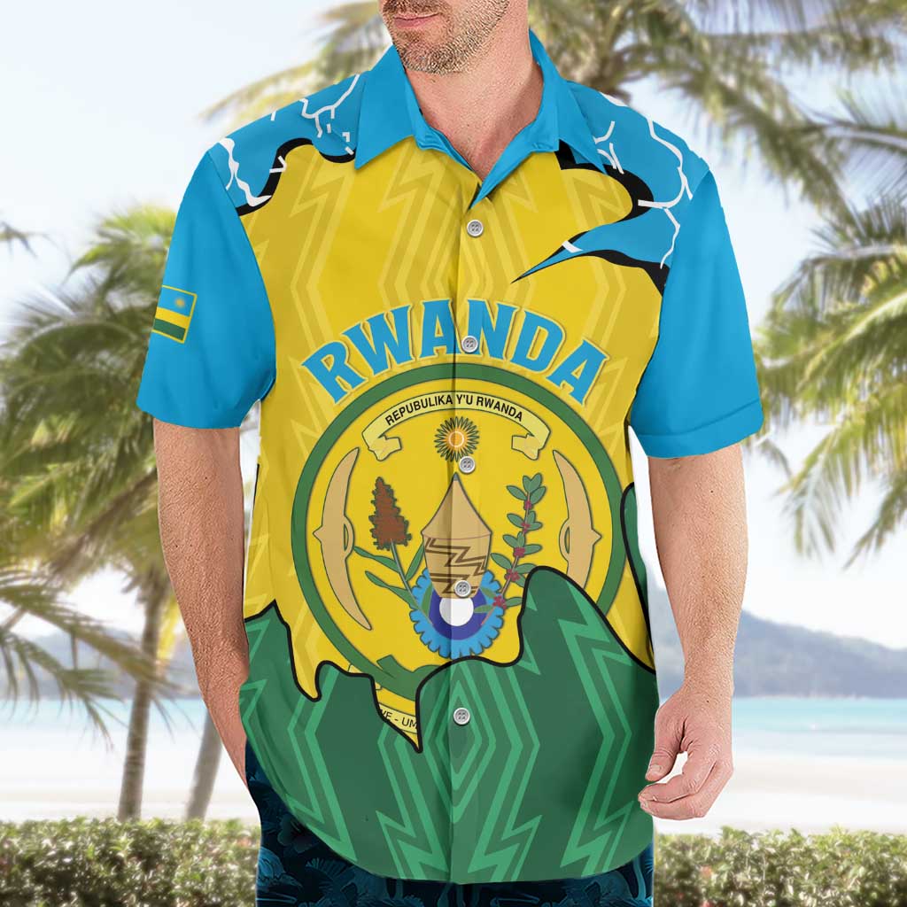 Personalized Rwanda Hawaiian Shirt Coat Of Arms Imigongo Pattern - Sporty Style