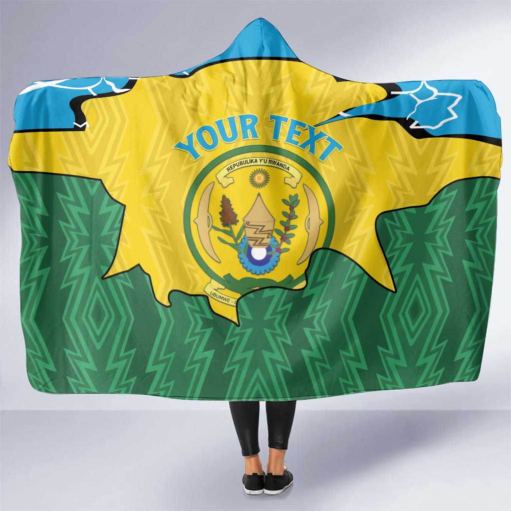 Personalized Rwanda Hooded Blanket Coat Of Arms Imigongo Pattern - Sporty Style