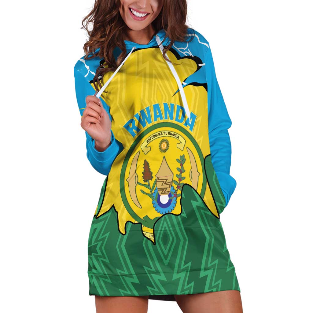 Personalized Rwanda Hoodie Dress Coat Of Arms Imigongo Pattern - Sporty Style