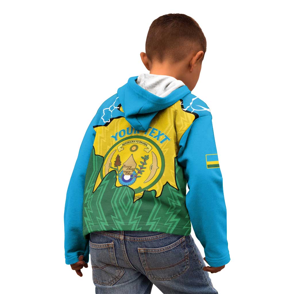 Personalized Rwanda Kid Hoodie Coat Of Arms Imigongo Pattern - Sporty Style