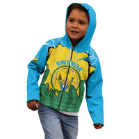 Personalized Rwanda Kid Hoodie Coat Of Arms Imigongo Pattern - Sporty Style
