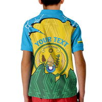 Personalized Rwanda Kid Polo Shirt Coat Of Arms Imigongo Pattern - Sporty Style