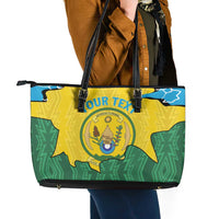 Personalized Rwanda Leather Tote Bag Coat Of Arms Imigongo Pattern - Sporty Style