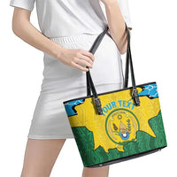 Personalized Rwanda Leather Tote Bag Coat Of Arms Imigongo Pattern - Sporty Style