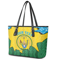 Personalized Rwanda Leather Tote Bag Coat Of Arms Imigongo Pattern - Sporty Style