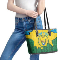 Personalized Rwanda Leather Tote Bag Coat Of Arms Imigongo Pattern - Sporty Style