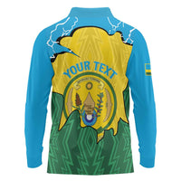 Personalized Rwanda Long Sleeve Polo Shirt Coat Of Arms Imigongo Pattern - Sporty Style