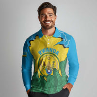 Personalized Rwanda Long Sleeve Polo Shirt Coat Of Arms Imigongo Pattern - Sporty Style