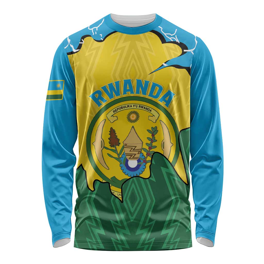 Personalized Rwanda Long Sleeve Shirt Coat Of Arms Imigongo Pattern - Sporty Style