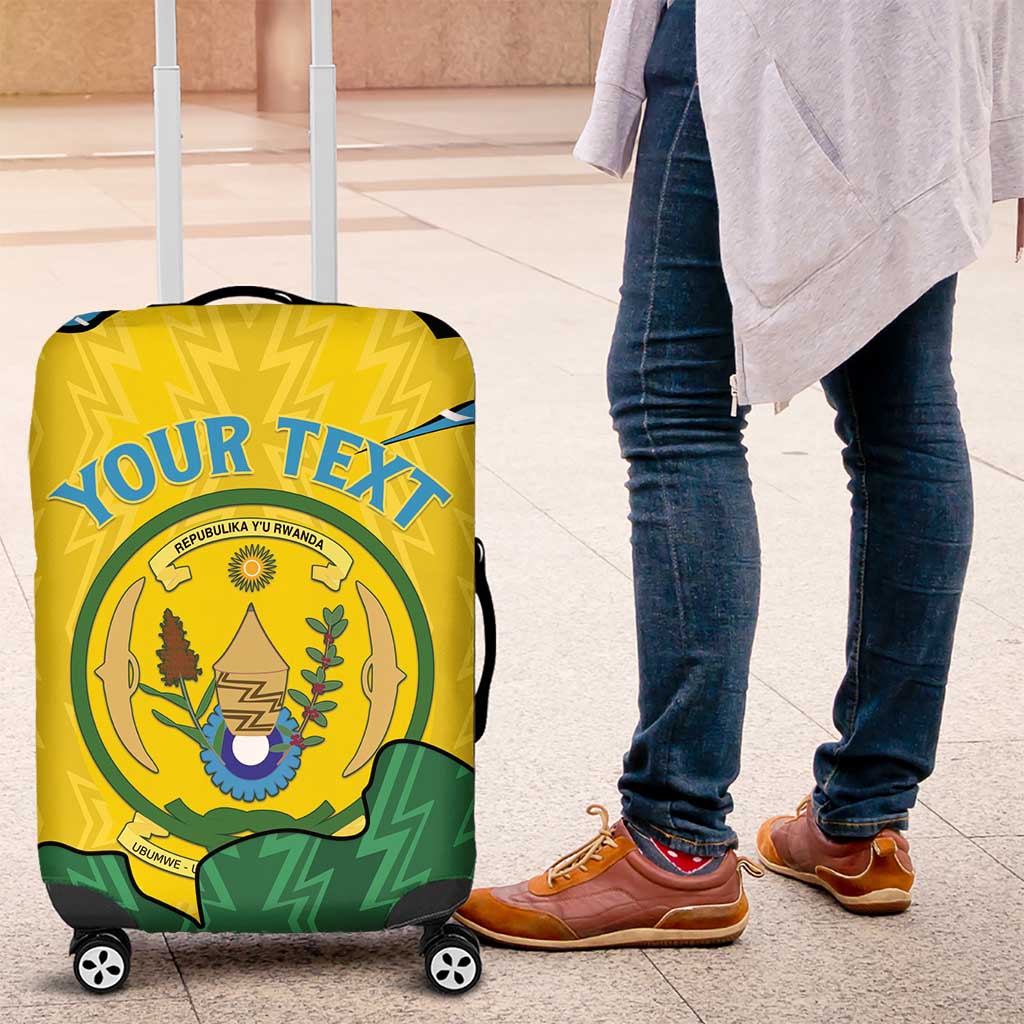 Personalized Rwanda Luggage Cover Coat Of Arms Imigongo Pattern - Sporty Style