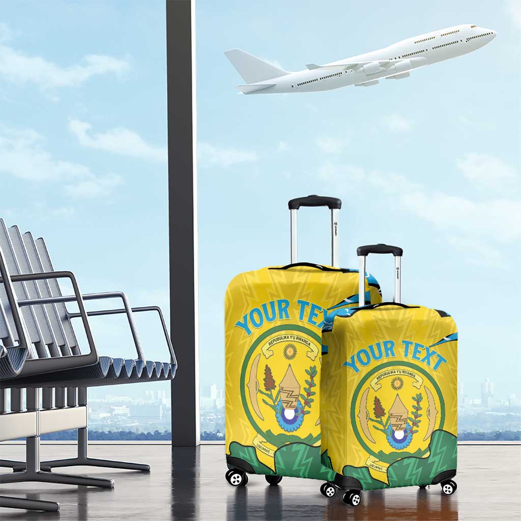 Personalized Rwanda Luggage Cover Coat Of Arms Imigongo Pattern - Sporty Style
