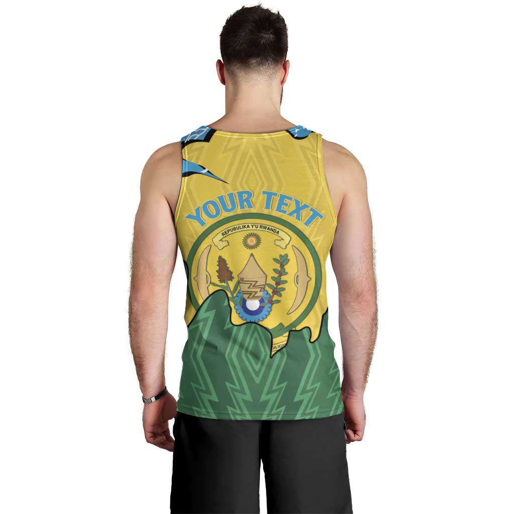 Personalized Rwanda Men Tank Top Coat Of Arms Imigongo Pattern - Sporty Style