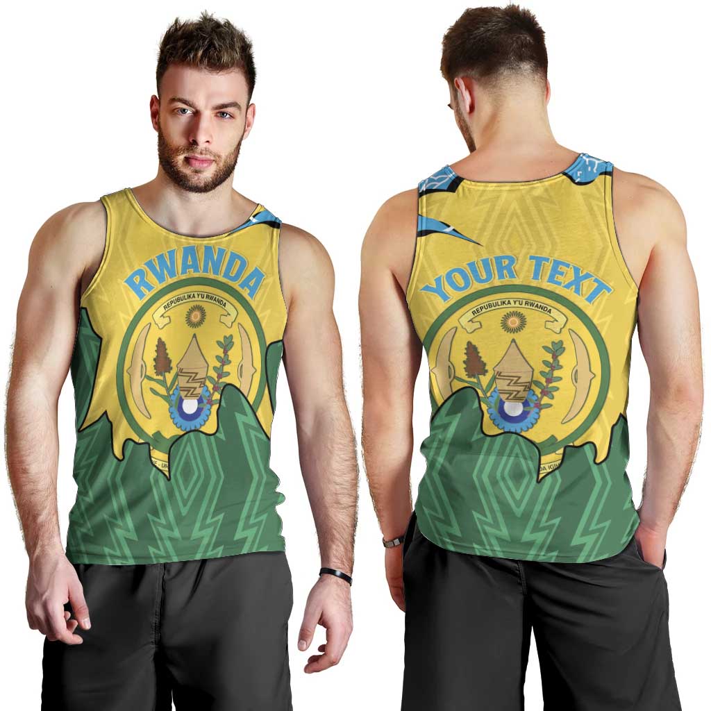 Personalized Rwanda Men Tank Top Coat Of Arms Imigongo Pattern - Sporty Style
