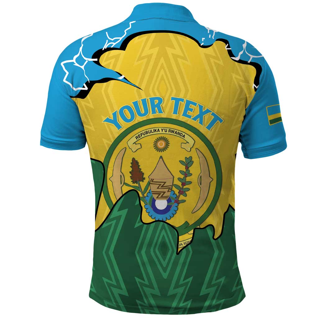 Personalized Rwanda Polo Shirt Coat Of Arms Imigongo Pattern - Sporty Style