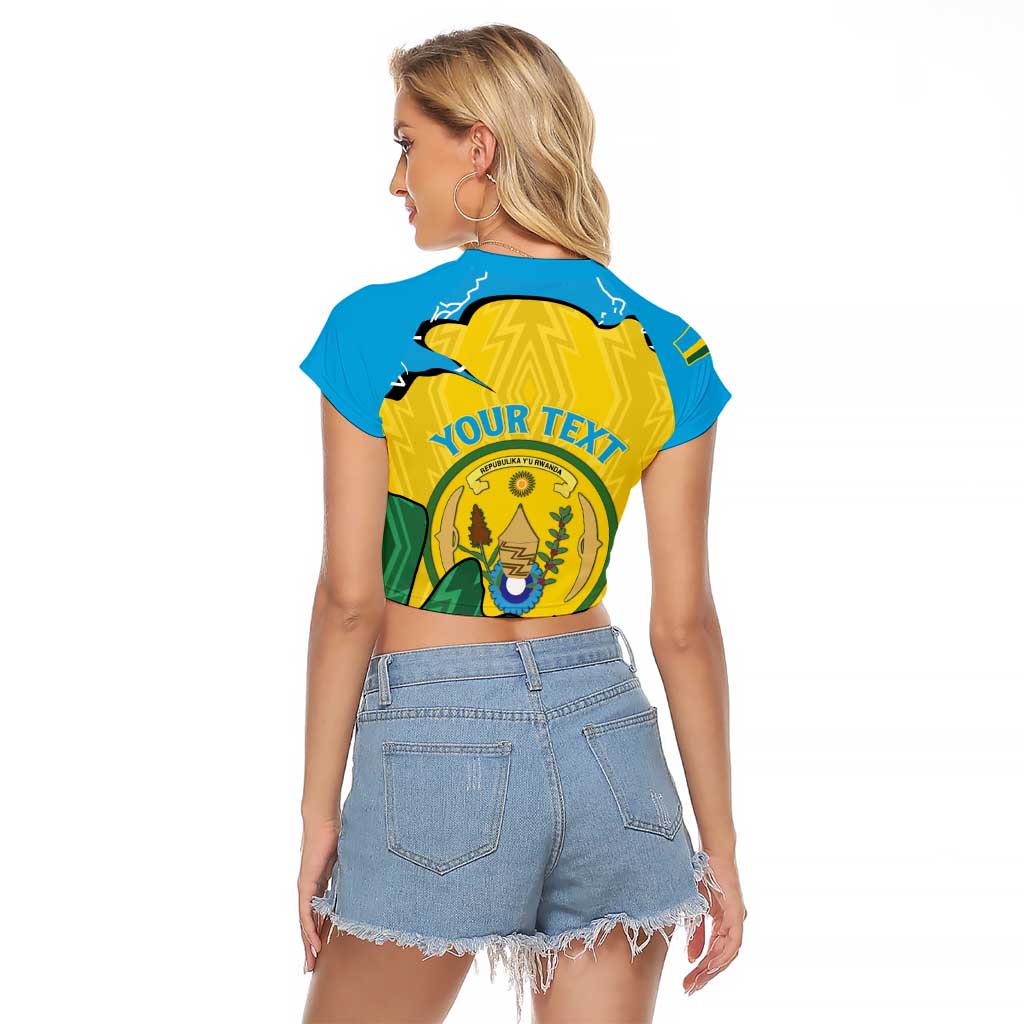 Personalized Rwanda Raglan Cropped T Shirt Coat Of Arms Imigongo Pattern - Sporty Style
