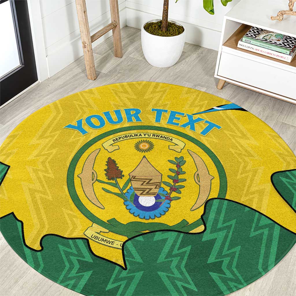 Personalized Rwanda Round Carpet Coat Of Arms Imigongo Pattern - Sporty Style