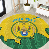 Personalized Rwanda Round Carpet Coat Of Arms Imigongo Pattern - Sporty Style