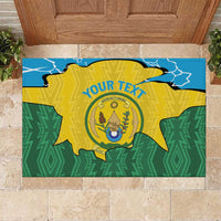 Personalized Rwanda Rubber Doormat Coat Of Arms Imigongo Pattern - Sporty Style